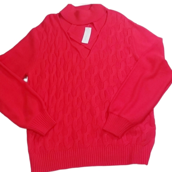 New York & Company Sweaters - New York & Co Red Knitted Cowl Neck Sweater.  Size XL